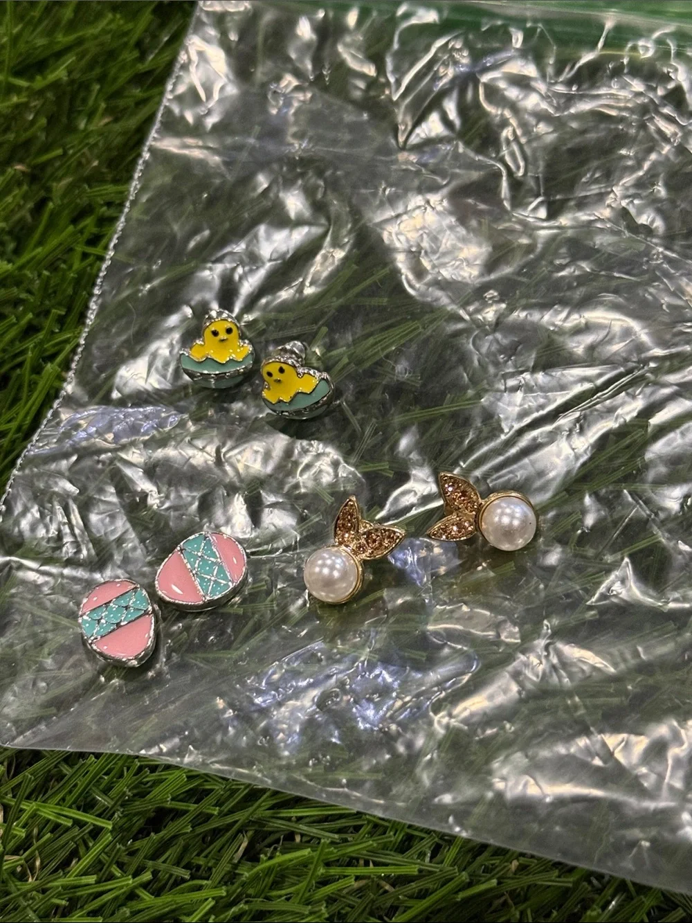 Easter Metal Earring Lot - 3 pair